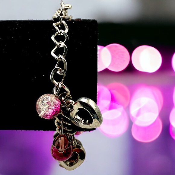 Purple and Silver-Tone Hearts Mixed Media Beaded Bracelet! - Picture 2 of 9